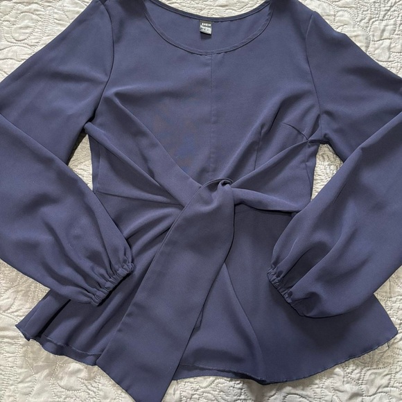 SHEIN NAVY PEPLUM BLOUSE - Picture 2 of 3